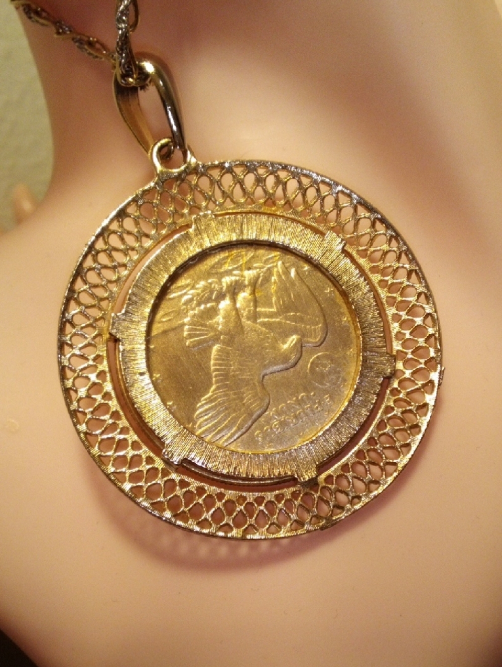 Gold-Tone Coin Medallion Pendant Necklace - Women's Gold Fashion Jewelry - Picture 3 of 5